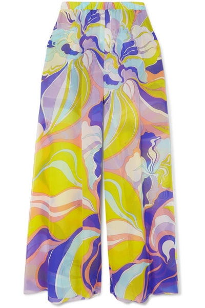 Shop Emilio Pucci Printed Silk-georgette Pants In Purple