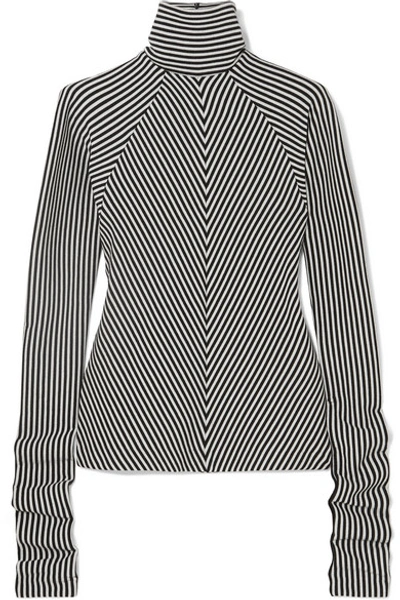 Shop Haider Ackermann Striped Wool Turtleneck Sweater In Black
