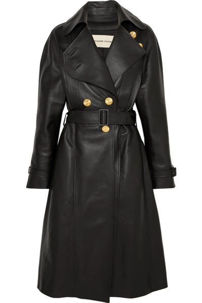 Shop Alexandre Vauthier Double-breasted Leather Coat In Black
