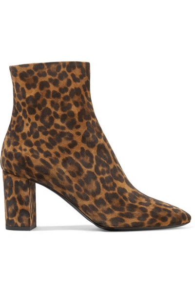 Shop Saint Laurent Lou Leopard-print Suede Ankle Boots In Leopard Print