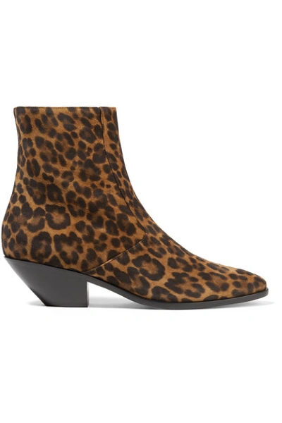 Shop Saint Laurent West Leopard-print Suede Ankle Boots In Leopard Print