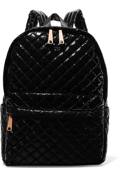 Shop Mz Wallace Metro Leather-trimmed Quilted Shell Backpack In Black