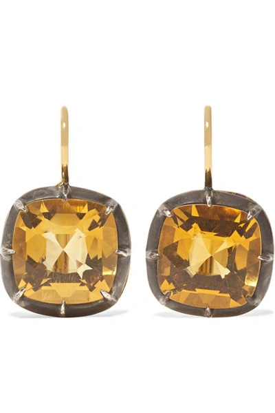 Shop Fred Leighton Collection 18-karat Gold And Sterling Silver Citrine Earrings