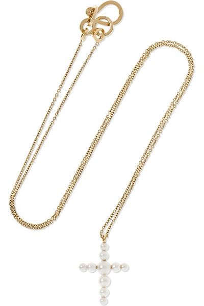 Shop Sophie Bille Brahe Petite Fellini 14-karat Gold Pearl Necklace