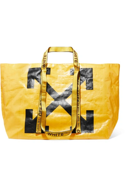 Shop Off-white Commercial Printed Pvc Tote In Yellow
