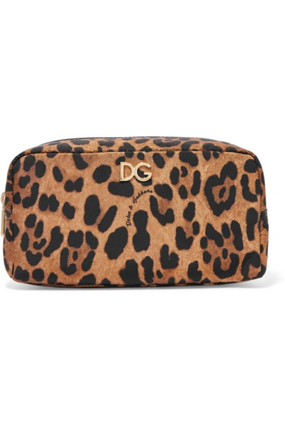 Shop Dolce & Gabbana Leopard-print Nylon Cosmetics Case In Leopard Print