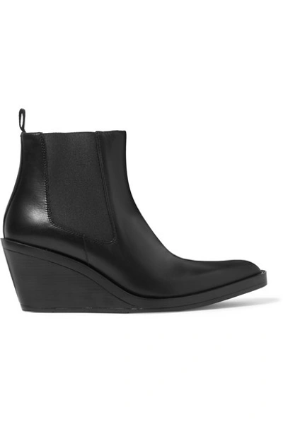 Shop Acne Studios Leather Wedge Ankle Boots In Black