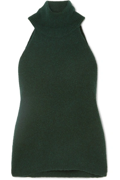 Shop Jacquemus Baho Ribbed Wool-blend Turtleneck Top In Forest Green