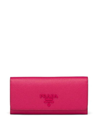 Shop Prada Large Saffiano Leather Wallet In Pink