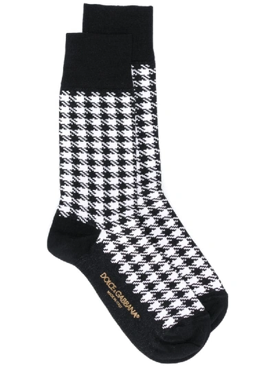 Shop Dolce & Gabbana Jacquard Houndstooth Socks - Black