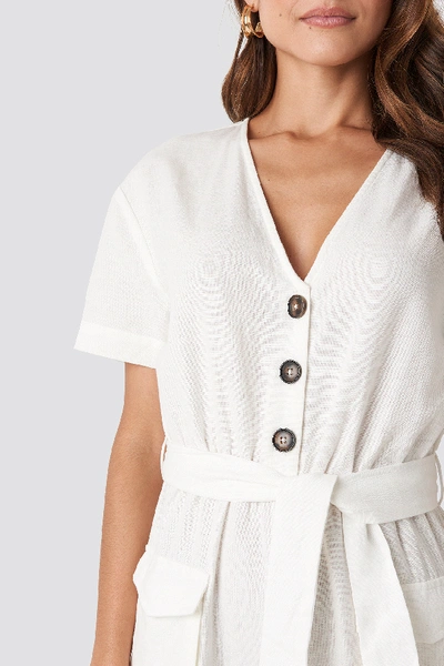 Shop Na-kd Belted Linen Look Playsuit White In Off White