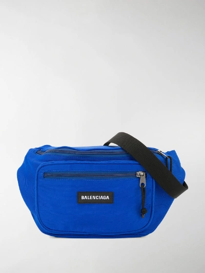 Shop Balenciaga Explorer Logo Belt Bag In Blue