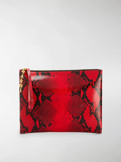 Shop Marni Python Effect Clutch In Red
