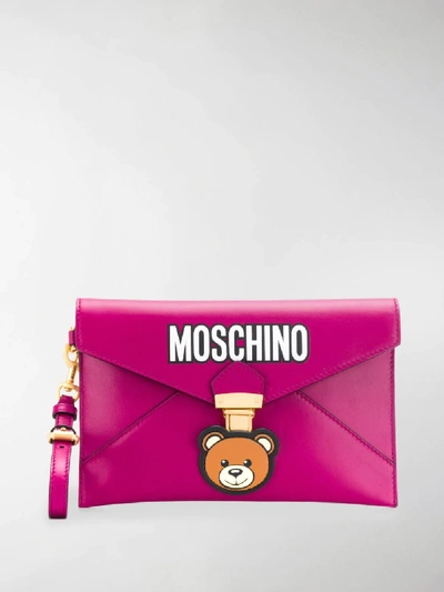 Shop Moschino Teddy Bear Clutch Bag In Pink