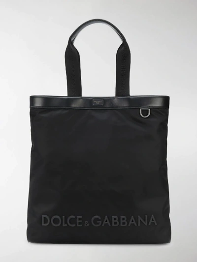 Shop Dolce & Gabbana Technical Logo Tote Bag In Black