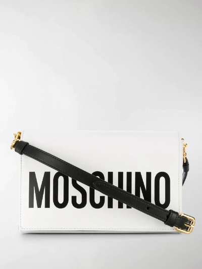 Shop Moschino Logo Shoulder Bag In White