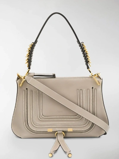 Shop Chloé Marcie Shoulder Bag In Grey