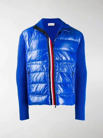 Shop Moncler Tricolour Shell Puffer Jacket In Blue