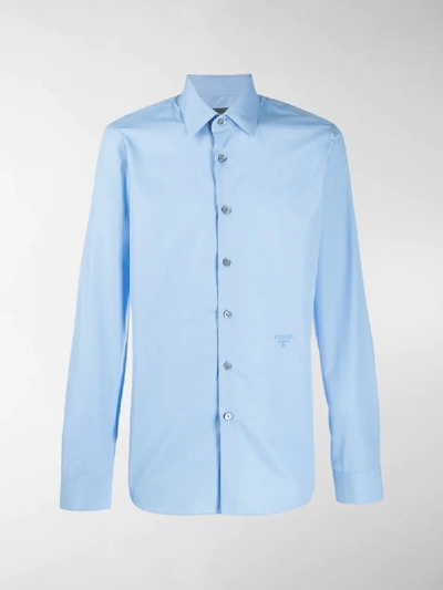 Shop Prada Poplin Tailored Shirt In Blue