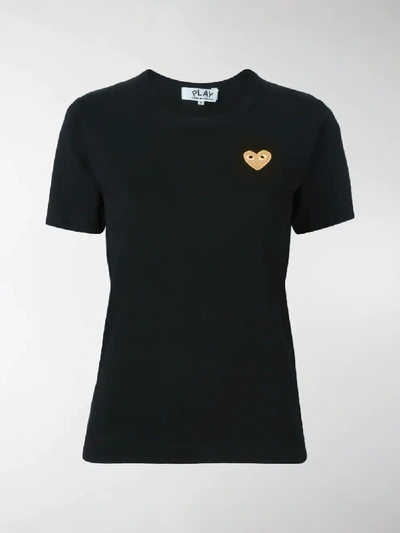 Shop Comme Des Garçons Play 'gold Heart' T-shirt In Black