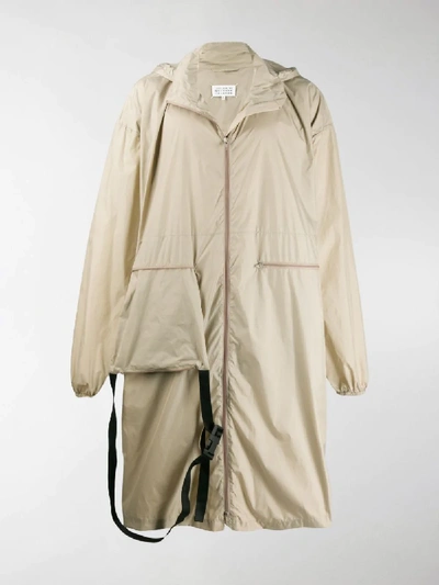 Shop Maison Margiela Maxi Raincoat With Belt Bag In Neutrals