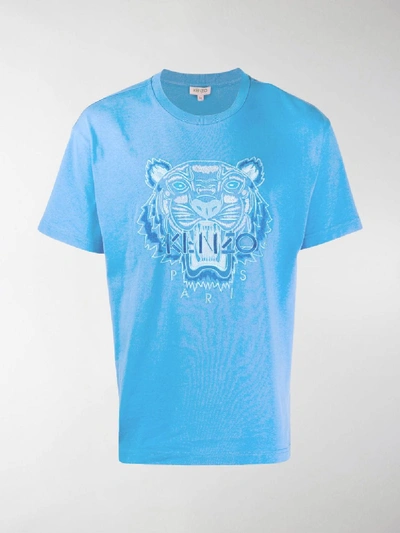 Shop Kenzo Embroidered Tiger T-shirt In Blue