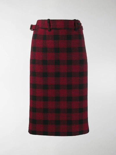 Shop Red Valentino Glen Plaid Pencil Skirt In Red