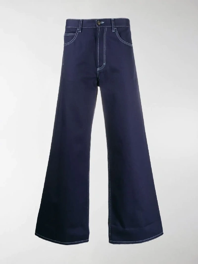 Shop Marni Wide-leg Denim Trousers In 00b81 Navy