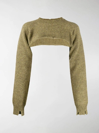 Shop Maison Margiela Knitted Crop Top In Green