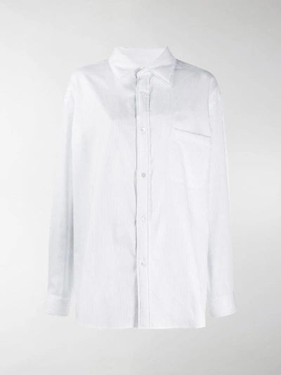 Shop Maison Margiela Striped Oversized Shirt In White