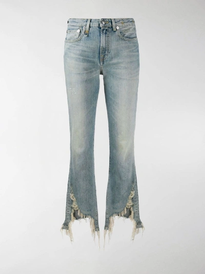 Shop R13 Distressed Kick Flared Jeans In Blue