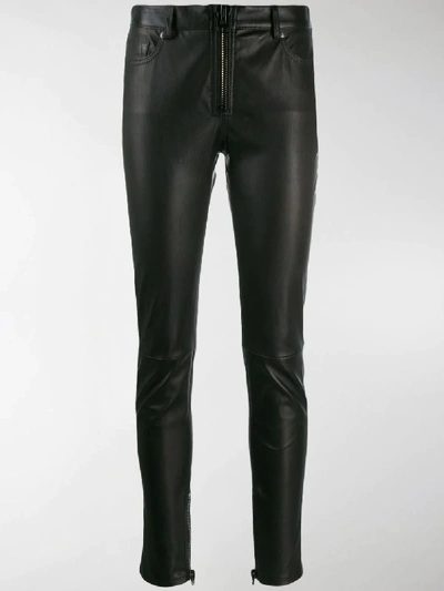 Shop Tom Ford Skinny Leather Biker Trousers In Black