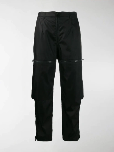 Shop Prada Cropped Cargo Trousers In Black