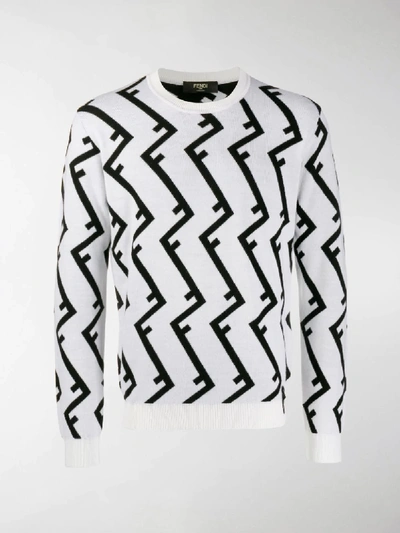 Shop Fendi Ff Roof Sweater In White