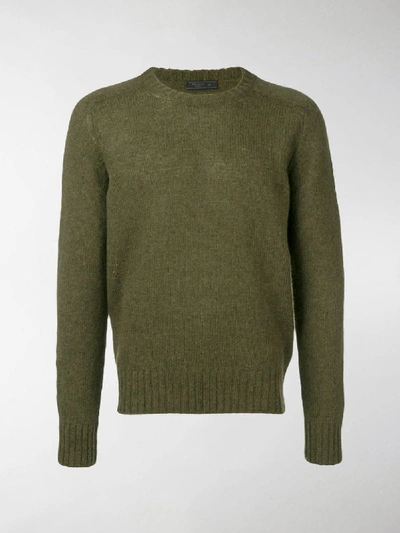 Shop Prada Shetland Knit Jumper In Green