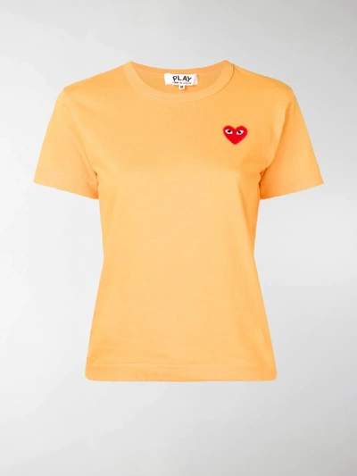 Shop Comme Des Garçons Play Heart Patch T-shirt In Orange