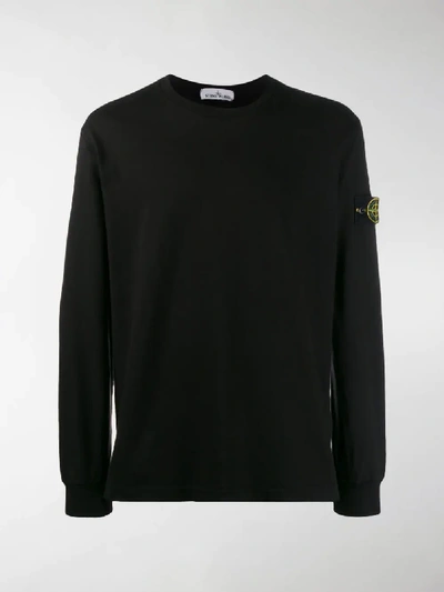 Shop Stone Island Arm Logo Patch Sweatshirt In Black