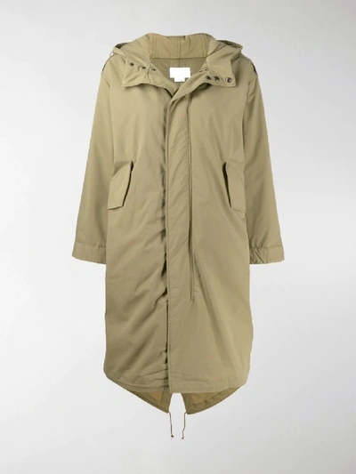 Shop Apc Boxy Parka Coat In Green