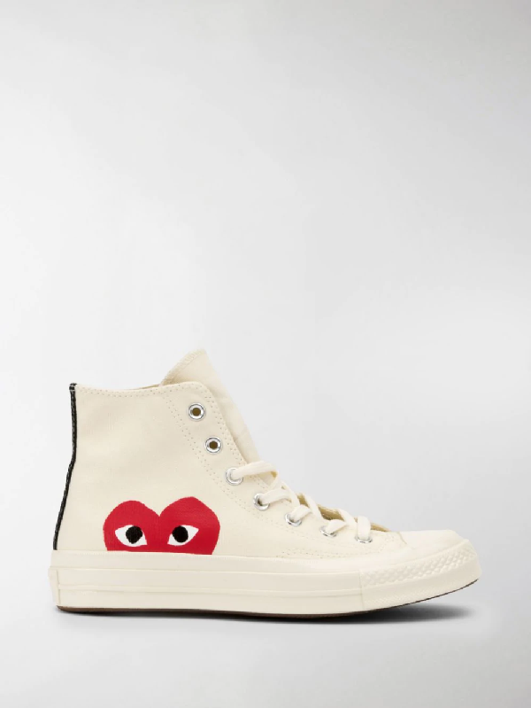 converse comme des garcons white high