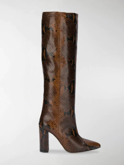 Shop Paris Texas Snakeskin Effect Boots In Brown