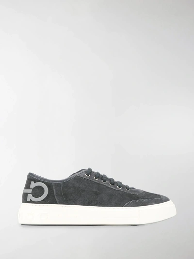 Shop Ferragamo Gancini Sneakers In Grey