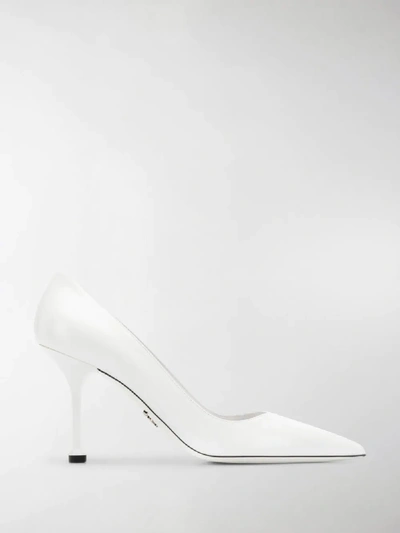 Shop Prada Pointed Toe Pumps In White