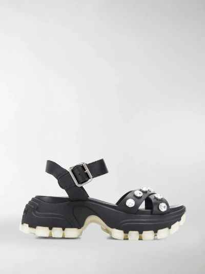 Shop Miu Miu Embellished Platform Sandals In Black