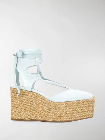 Shop Stuart Weitzman Wedge Espadrille Sandals In Blue