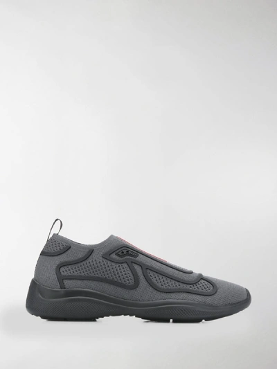Shop Prada America's Cup Sneakers In Grey
