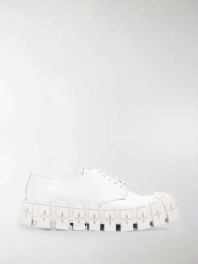 Shop Prada Chunky Derby Shoes In White