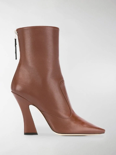 Shop Fendi Ffredom Square Toe Ankle Boots In Brown