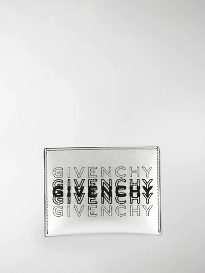 Shop Givenchy Logo Shading Card Holder In Silver