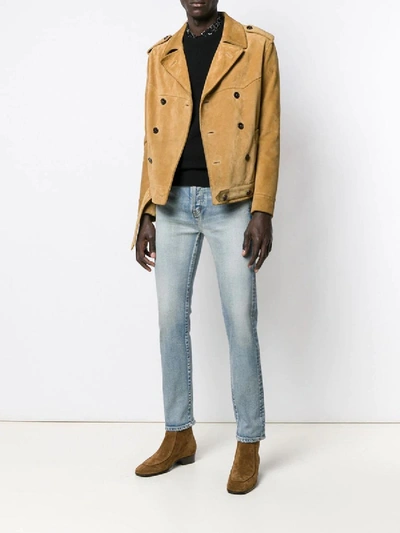 Shop Saint Laurent Light Wash Straight Leg Jeans