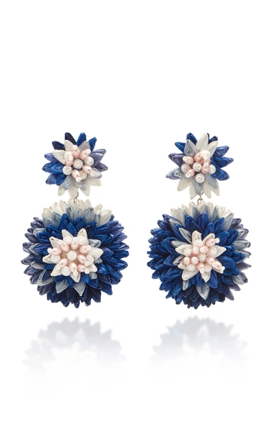 Shop Mignonne Gavigan Scarlett Raffia, Bead And Crystal Earrings In Blue